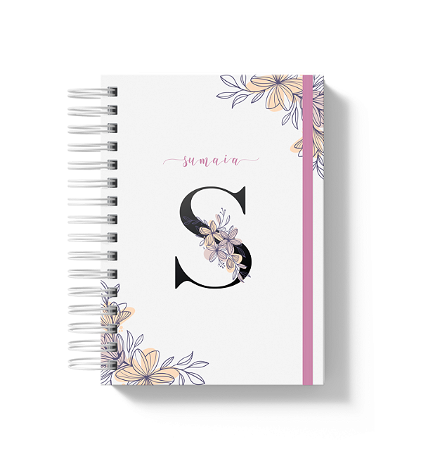 Caderno A5: Alfabeto Floral Lilás