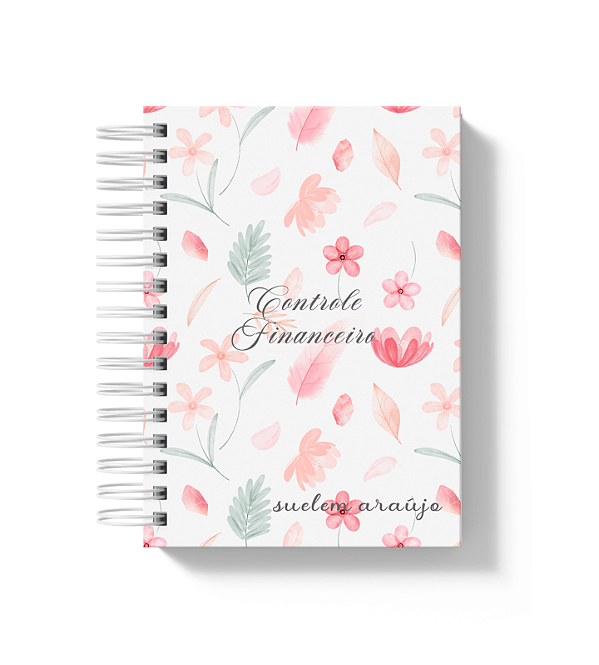 Controle Financeiro: Flores e Folhas Azul/Rosa