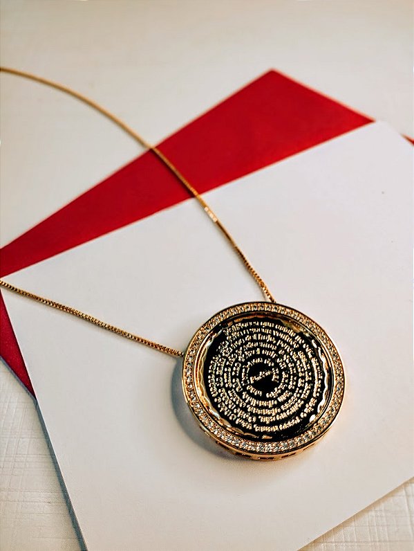 Colar veneziana com medalha Pai nosso com detalhes em minizirconias
