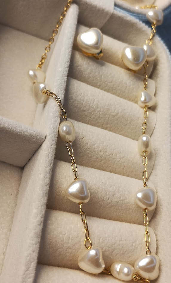 Conjunto corações de pérola