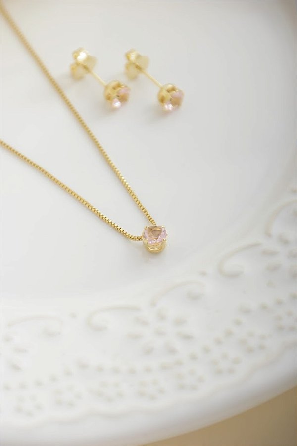 Conjunto Ponto de Luz banhado em ouro