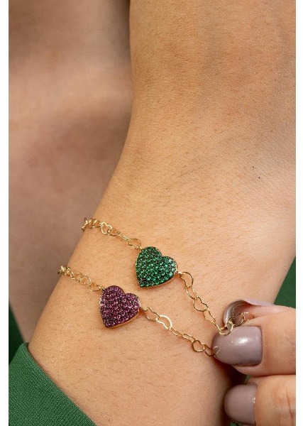 Pulseira com coração ao meio