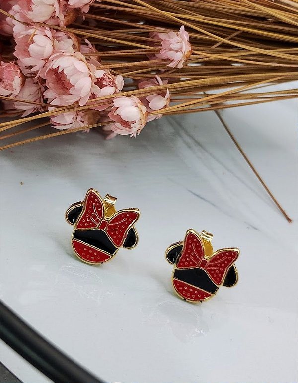 Brinco Minie em Preto e Vermelho