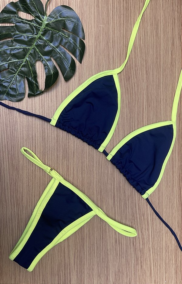 Biquini premium - azul marinho amarelo