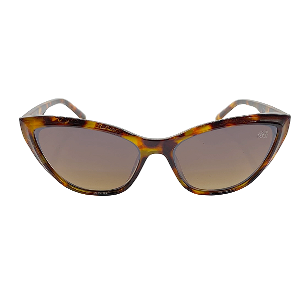 Óculos de sol Nova York - Armação animal print e lentes degrade marrom
