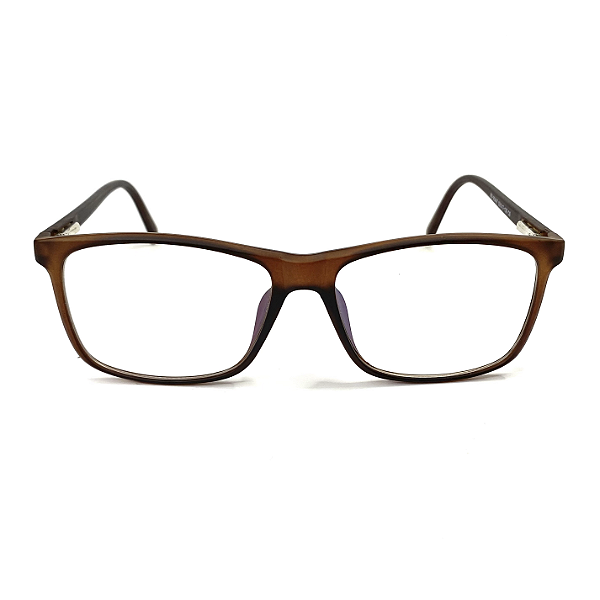 Óculos de grau - Acetato modelo clássico quadrado na cor marrom com leve detalhes na cor preto