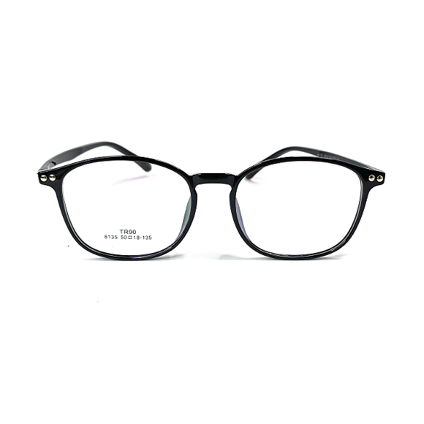 Óculos de grau - Acetato Armação final modelo quadrado na cor preto