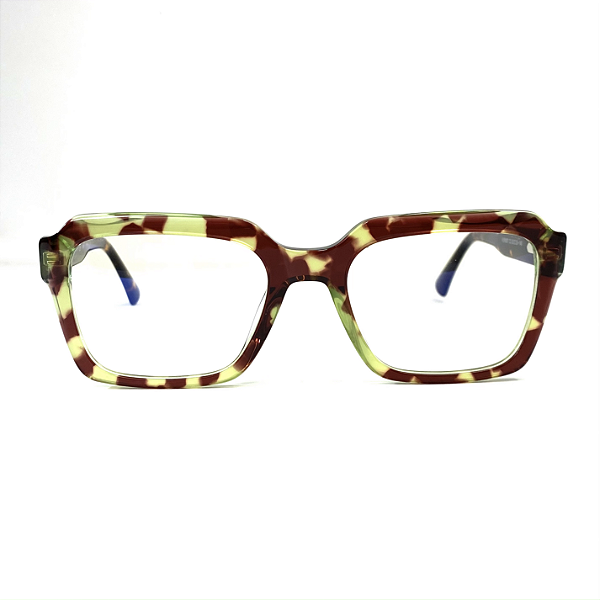 Óculos de grau feminino - Acetato modelo quadrado na estampa animal print haste com detalhes de misto de cores