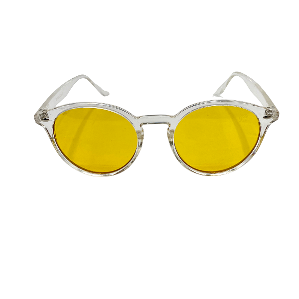 Óculos de sol Quênia - Armação de acetato transparente e lente amarela