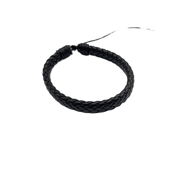 Pulseira de couro na cor preta ajustável