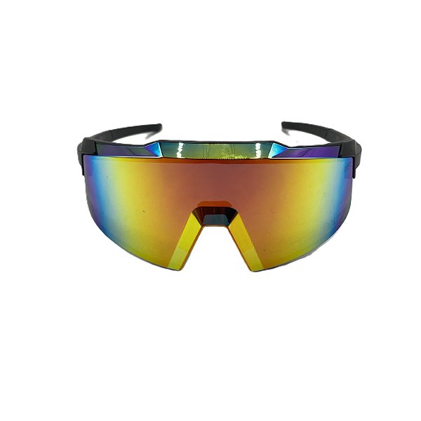 Óculos de sol esportivo Cancun - Armação na cor preta e lente espelhada camaleão laranja