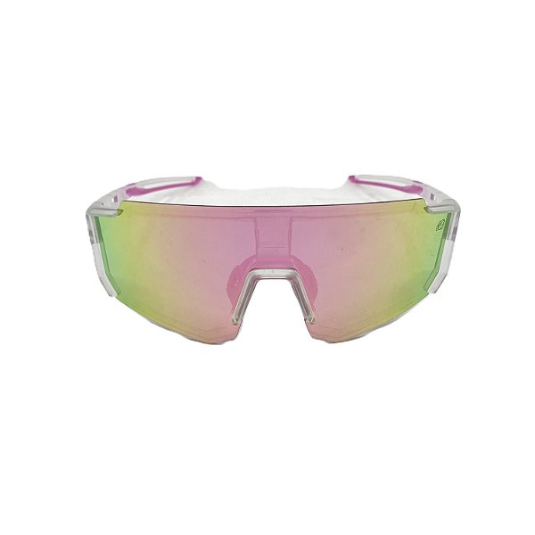 Óculos de sol esportivo Xtreme com clip para lente de grau - Armação na cor transparente e lente espelhada polarizada e com clip para lente de grau
