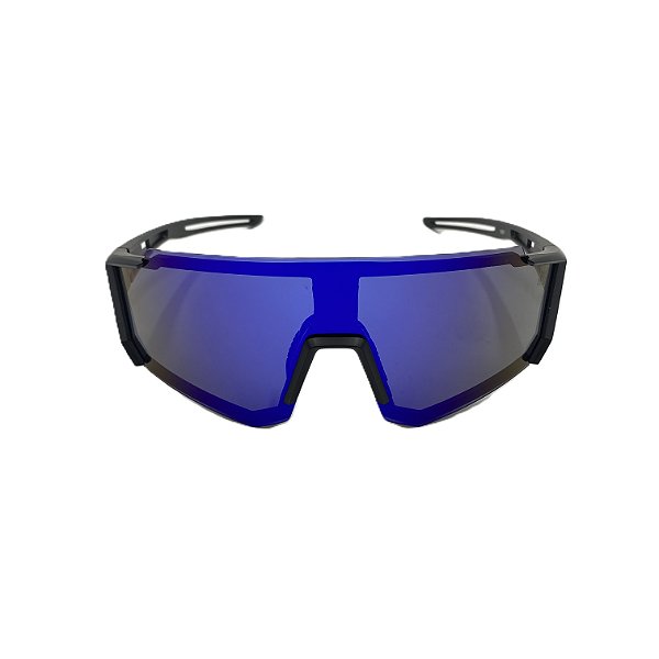 Óculos de sol esportivo Xtreme com clip para lente de grau - Armação na cor preta e lente polarizada azul com clip para lente de grau