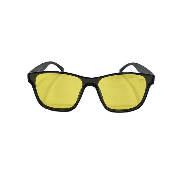 Óculos de sol esportivo Noronha - Armação na cor preta e lente amarela para jogos a noite