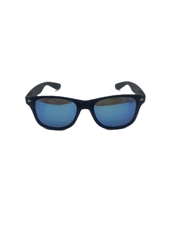 Óculos de sol Malibu - Armação preta com lentes polarizadas na cor azul espelhado
