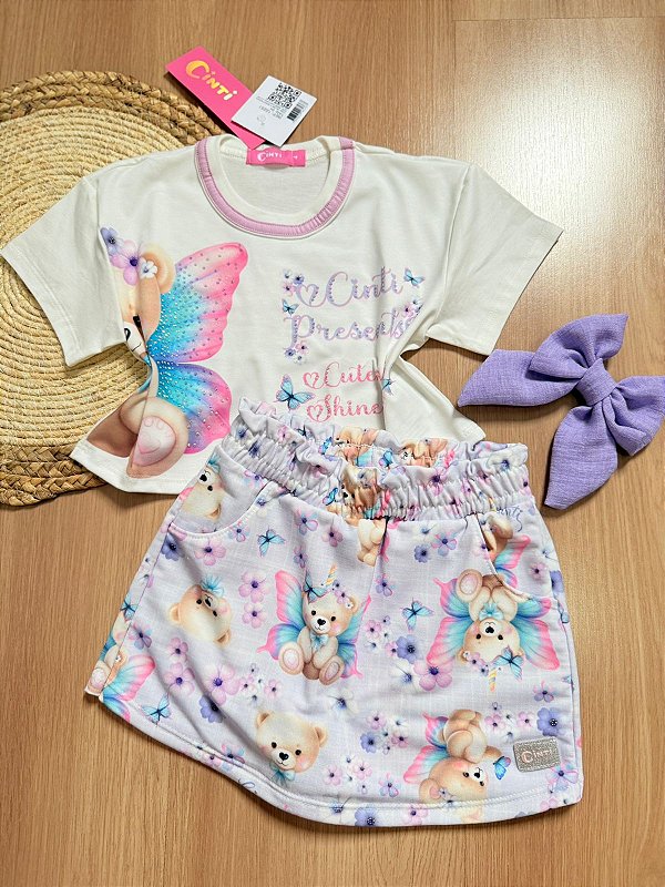 Conjunto Infantil Menina - Mundo Cinti short saia