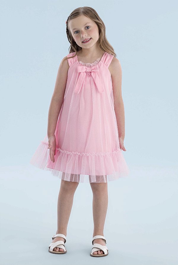 Vestido de Tule com babado e Laço - Mon Sucré