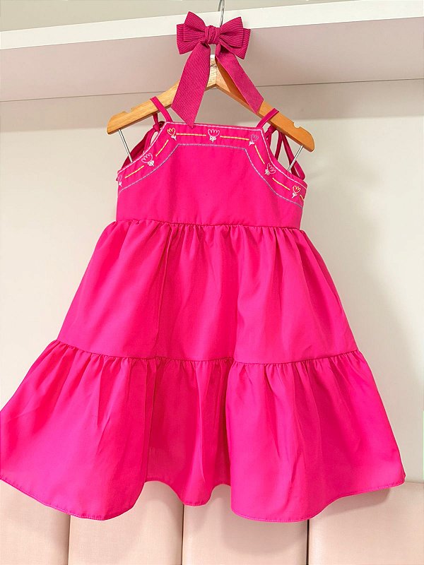 Vestido Mon Sucré Infantil Menina em Tricoline