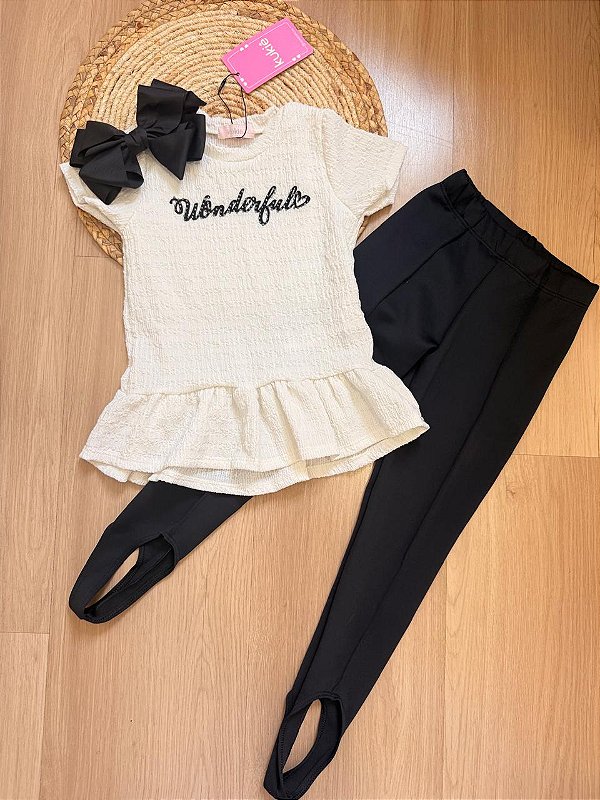 Conjunto de Blusa e Calça Legging em Fly Tech Kukiê Infantil Menina