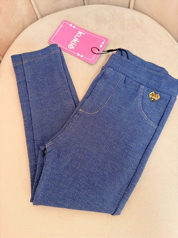 Calça Legging em Malha Denim com Elastano Kukiê Bebê Menina