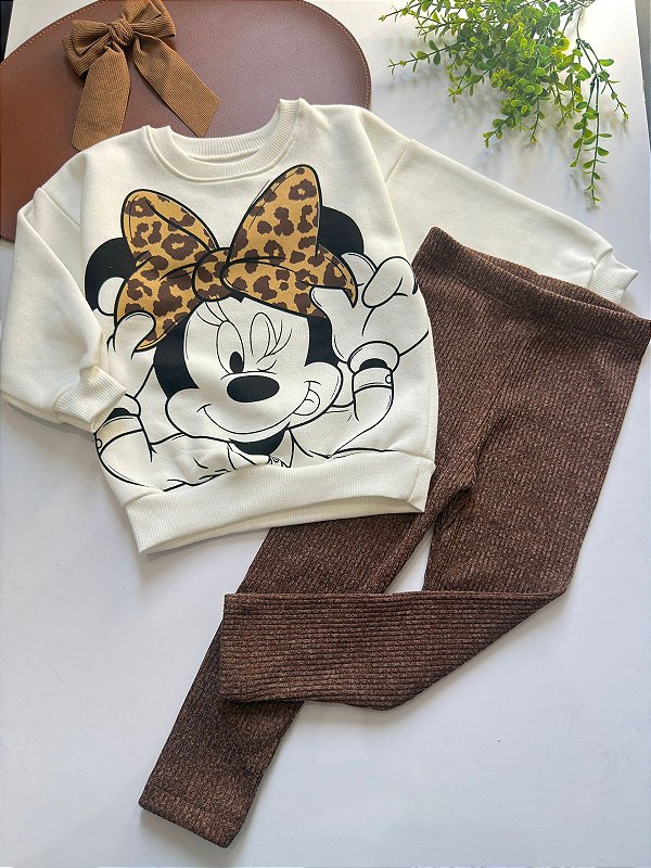 Conjunto Infantil Menina Minnie em moletom Premium