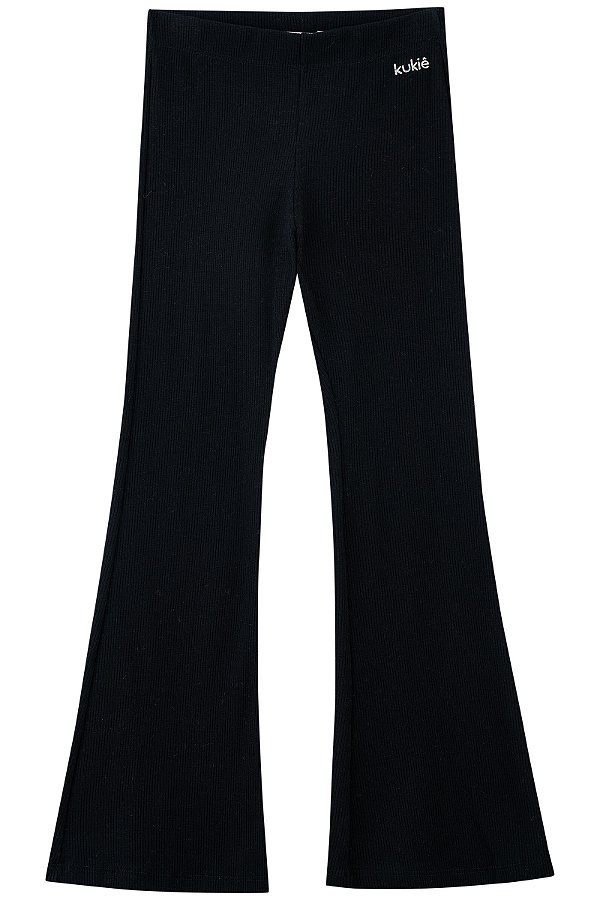 Calça Flare em Canelado Kukiê Infantil Menina Preta
