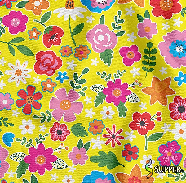 Tnt Estampado Metro - Flores Chita Amarelo