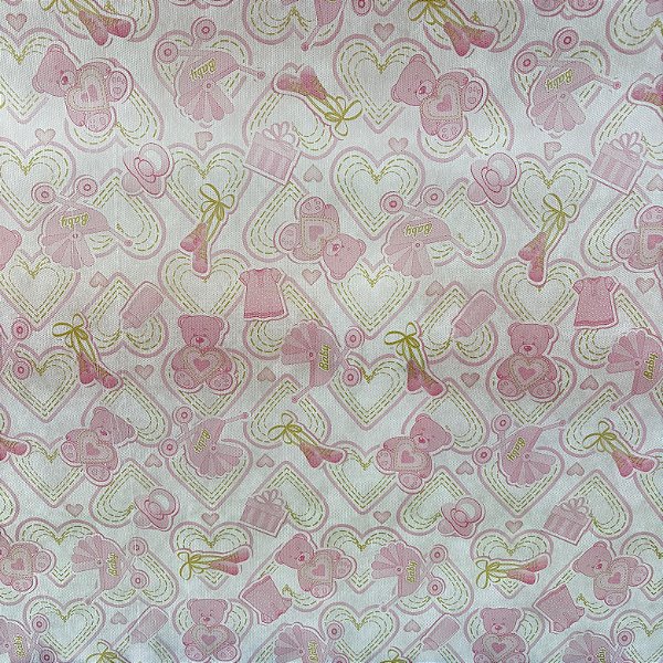 Tnt Estampado Metro - Ursinho Rosa