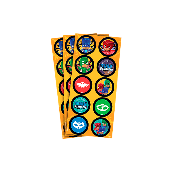ADESIVO REDONDO PJ MASKS C/3 CARTELAS
