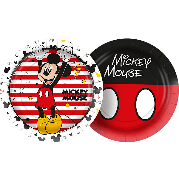 PRATO PAPEL REDONDO 18 CM MICKEY MOUSE - 12un