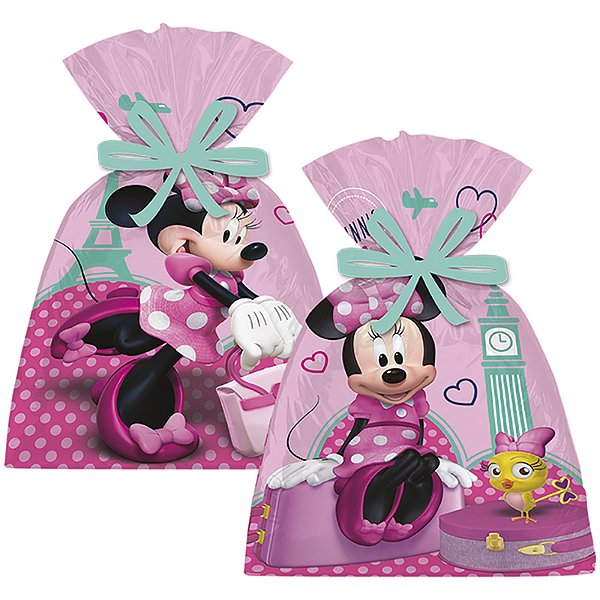 SACOLA PLASTICA MINNIE ROSA - 08un
