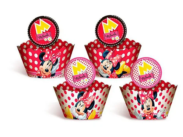 WRAPPER CUPCAKE C/ENFEITE MINNIE VERMELHA