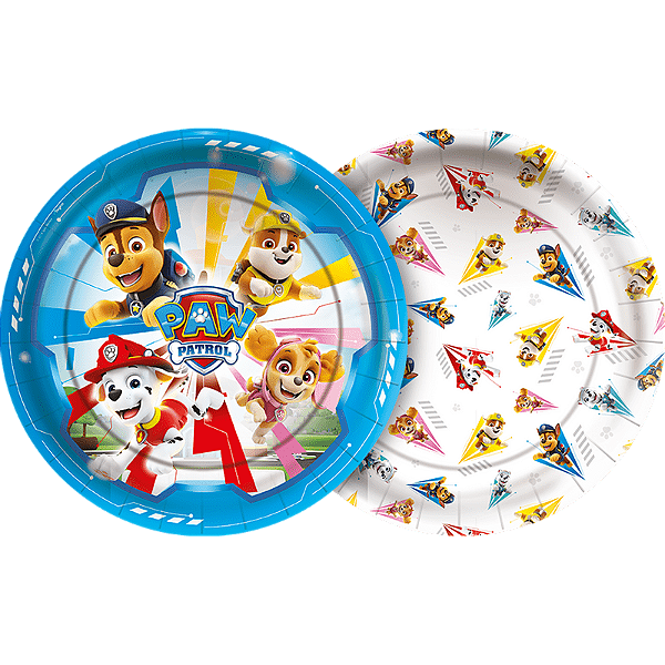 PRATO PAPEL REDONDO PATRULHA CANINA  18cm - 12 un