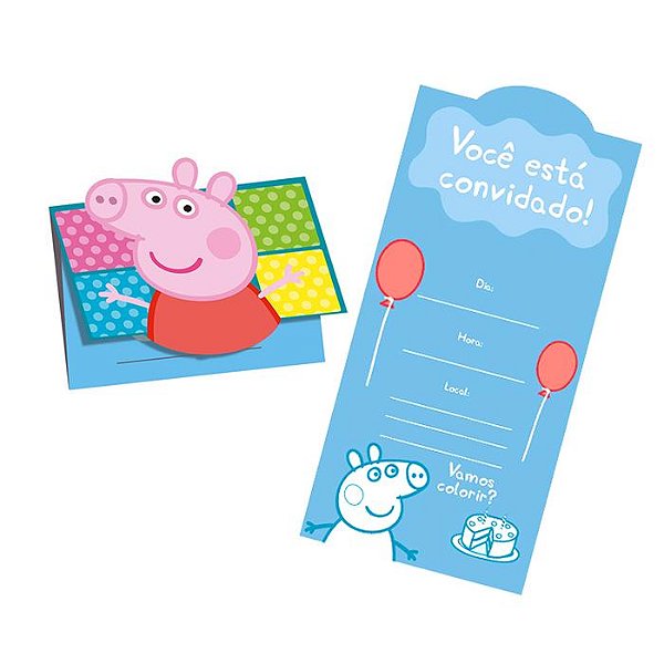 CONVITE GRANDE PEPPA PIG - 08 un