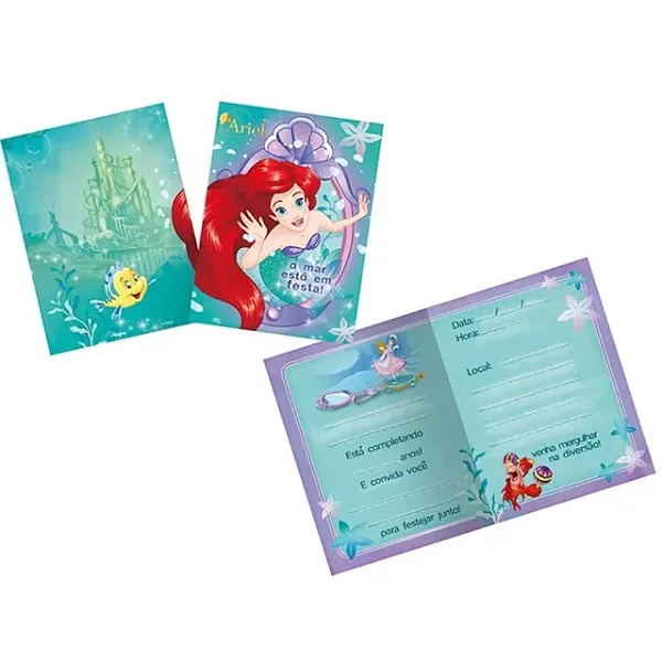 CONVITE PEQUENO ARIEL SEREIA - 08 un