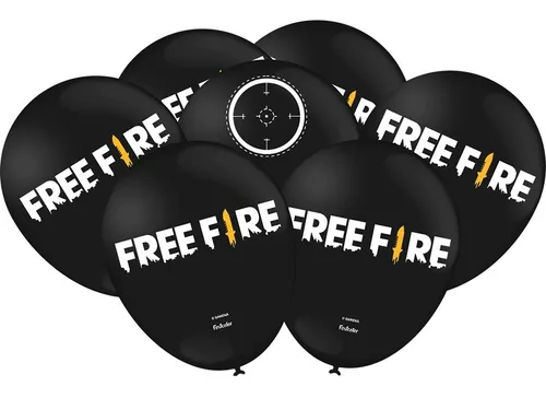 BALAO N 9 IMP ESP PRETO FREE FIRE - 25 un