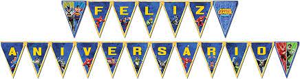 FAIXA FELIZ ANIVERSARIO LIGA DA JUSTIÇA FESTCOLOR
