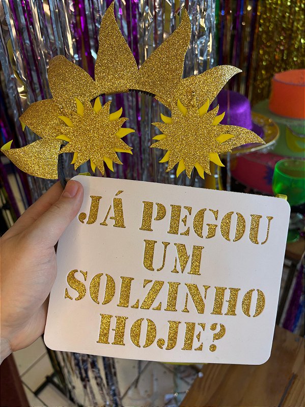 TIARA PLACA E BRINCO CARNAVAL SOL