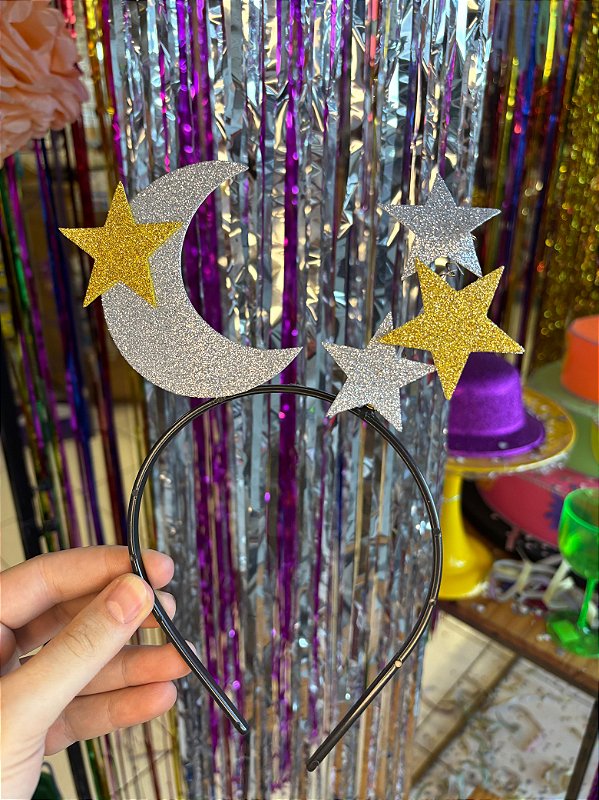 TIARA CARNAVAL LUA E ESTRELA
