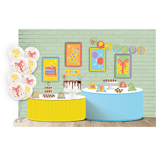 Kit Festa Feliz Aniversário New - 62 Itens - Festcolor