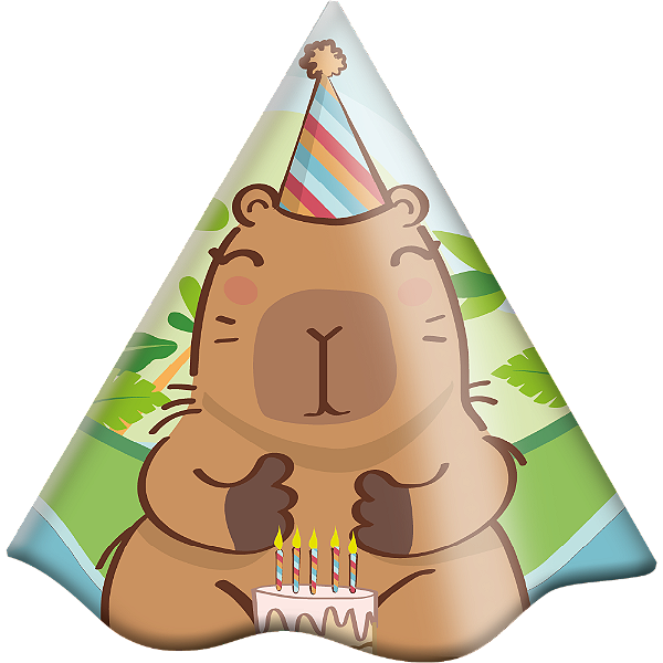 Chapéu de Aniversário Festa Capivara - 8 Unidades - Festcolor