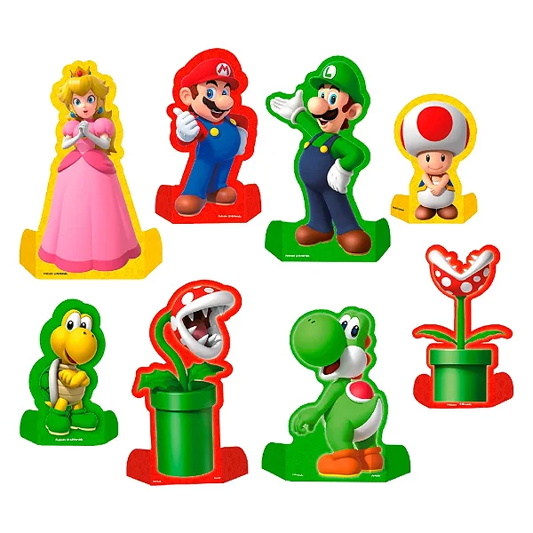 Decoração de Mesa Festa Super Mario - 8 Unidades - Festcolor