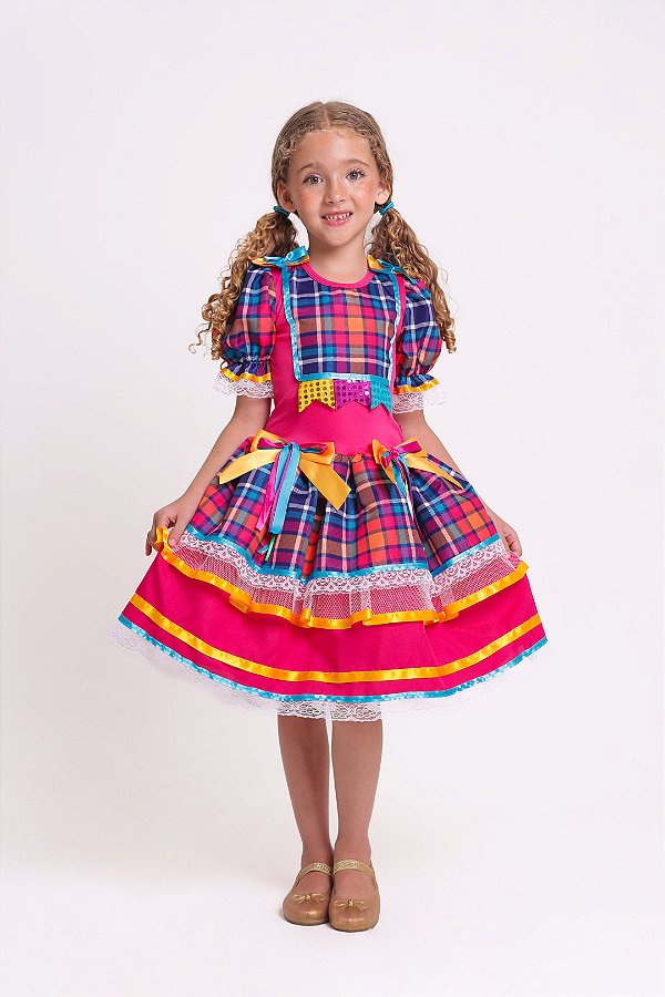Vestido Junino Xadrez Colorido