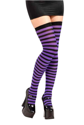 Meia Listrada 70 cm – Roxo e Preto