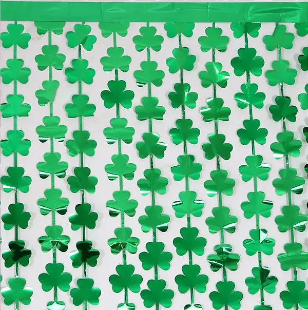 Cortina Metalizada Trevos Verde – 2 x 1 m