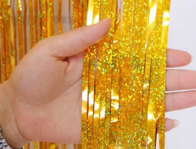 Cortina Decorativa Holográfica Laranja – 1 x 2 m