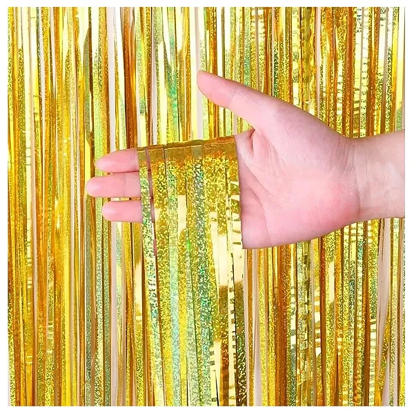 Cortina Decorativa Holográfica Dourada – 1 x 2 m