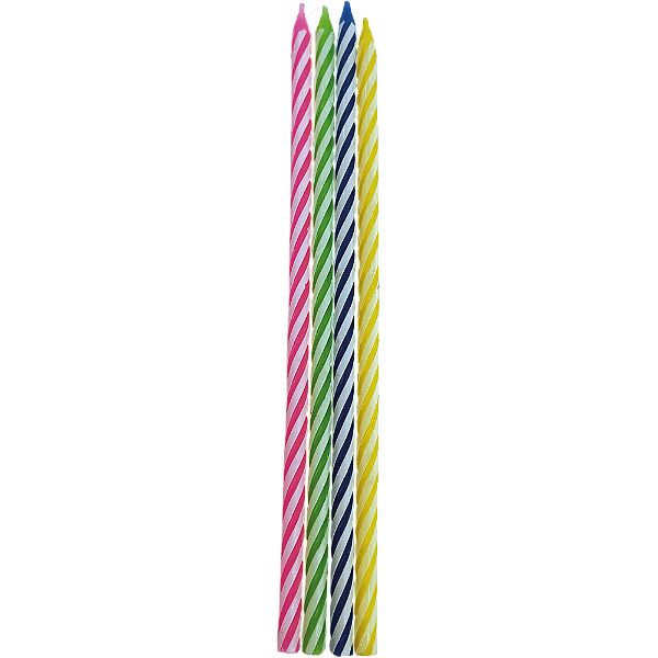 Vela Palito Espiral Mista Grande 15cm – 4 Unidades