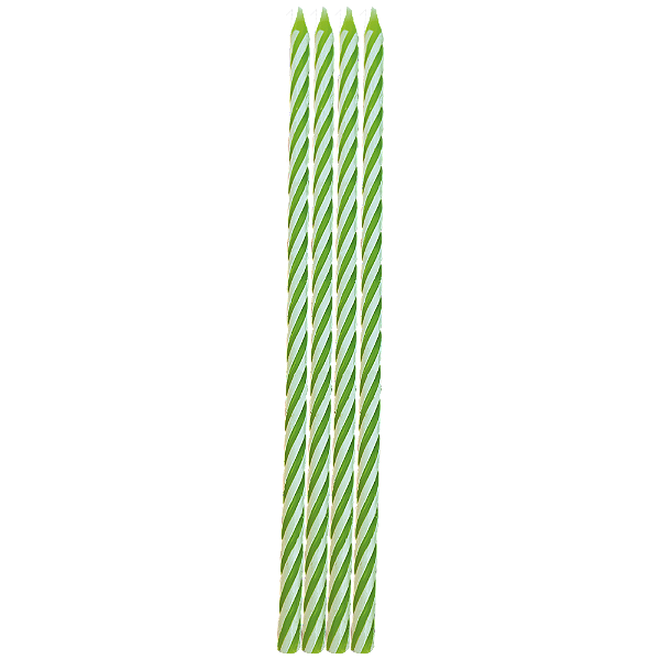 Vela Palito Espiral Verde Grande 15cm – 4 Unidades