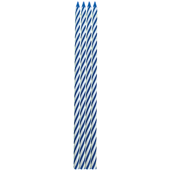 Vela Palito Espiral Azul Grande 15cm – 4 Unidades